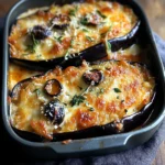 Aubergines gratinées mozzarella olives