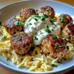 Boulettes Grecques & Orzo Citronné avec Crème de Feta