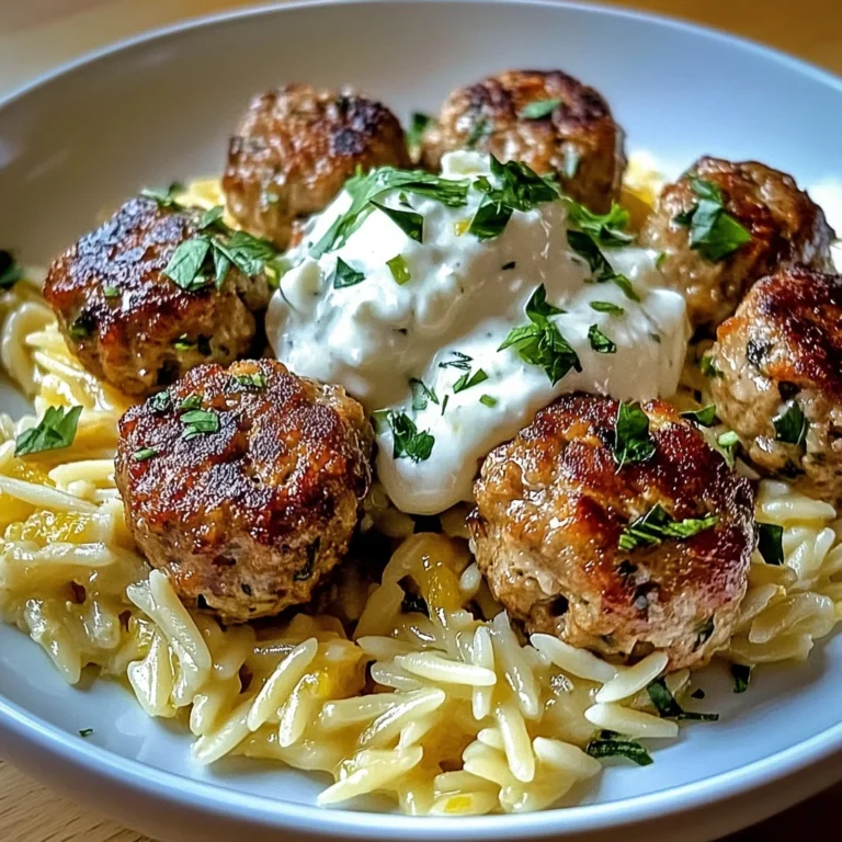 Boulettes Grecques & Orzo Citronné avec Crème de Feta