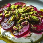 Feta battue, betteraves, pistaches
