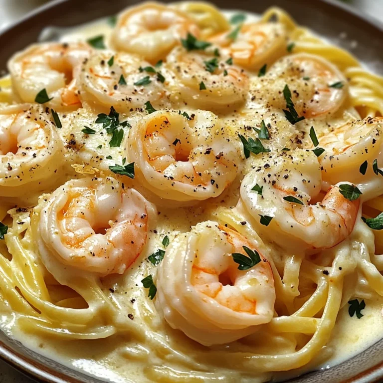 Pâtes crémeuses ail crevettes