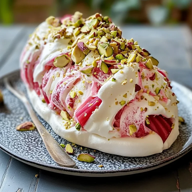 Pavlova roulée rhubarbe mascarpone
