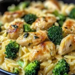 Poulet brocoli orzo au cheddar
