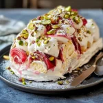 Pavlova roulée rhubarbe mascarpone