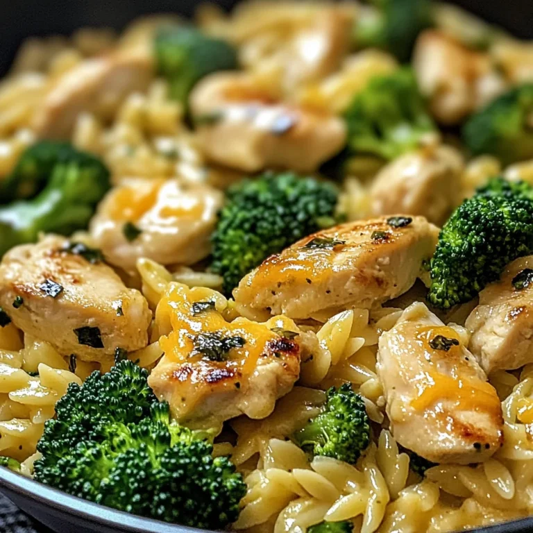 Poulet brocoli orzo au cheddar